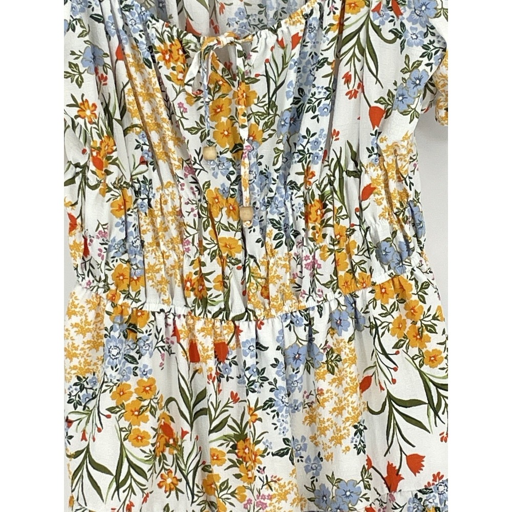 Liberty Love Women Dress Size XXL Floral Babydoll Mini Lagenlook Peasant Smocked - Picture 2 of 15